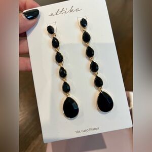 NEW Ettika Elegant Black and Gold Drop Earrings